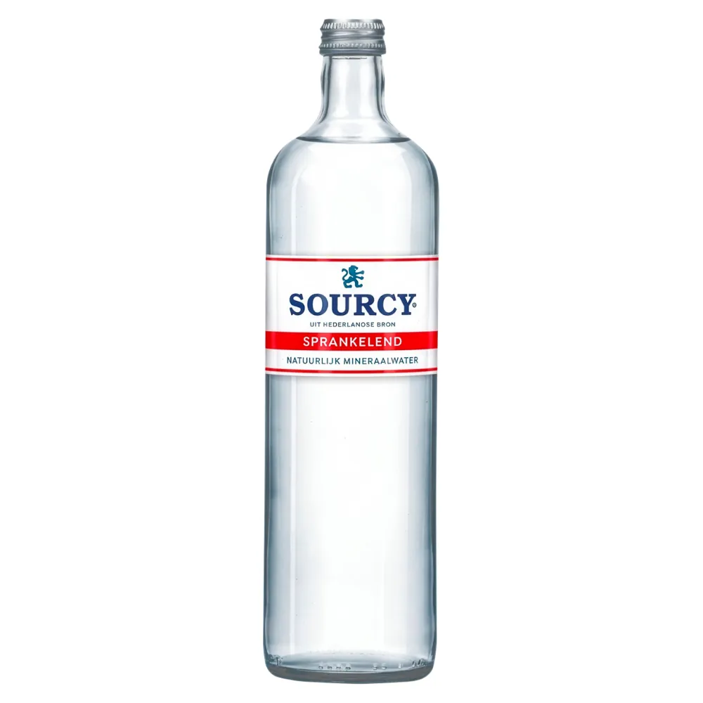Sourcy mineraalwater glazen fles rood