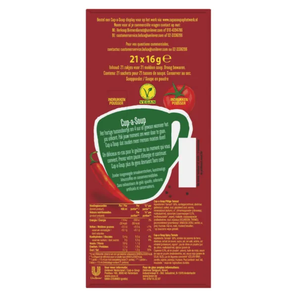 Unox Cup-a-Soup Pittige Tomaat (21x 175ml)