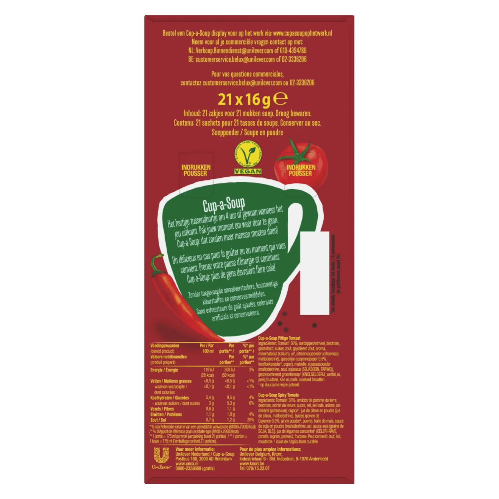 Unox Cup-a-Soup Pittige Tomaat (21x 175ml)