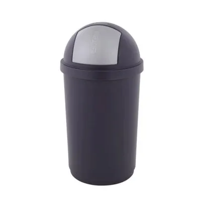 Afvalbak Met Pushdeksel Blauw/Zilver (45 liter)