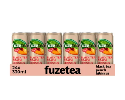 Fuze Tea Black Peach Hibiscus Blik Sleek (24x 33cl)