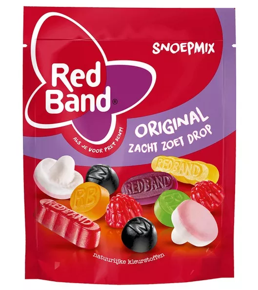 Red Band snoepmix original zacht zoet drop stazak 255 gr Groothandel
