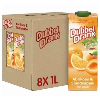 DubbelDrank Sinaasappel Abrikoos Pak (8×1 liter)