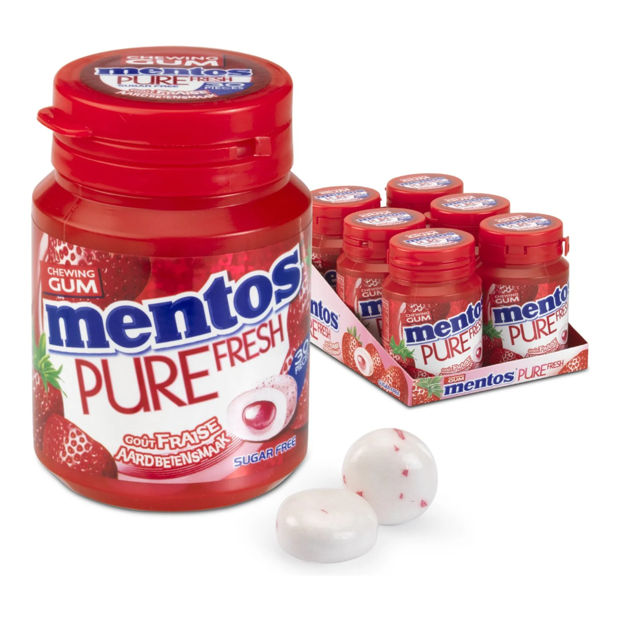Mentos Kauwgom Pure Fresh Aardbei (6x 30 stuks)