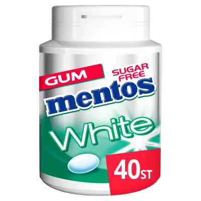 Mentos Gum White Green Mint Bottle (6x 40 stuks)