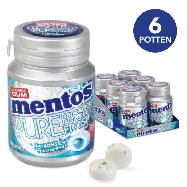 Mentos gum pure fresh frost strong euca menthol bottle 30 stukjes 60 gr