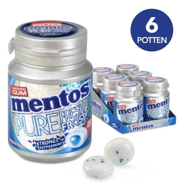 Mentos gum pure fresh frost strong peppermint bottle 60gr (6x 30 stuks)