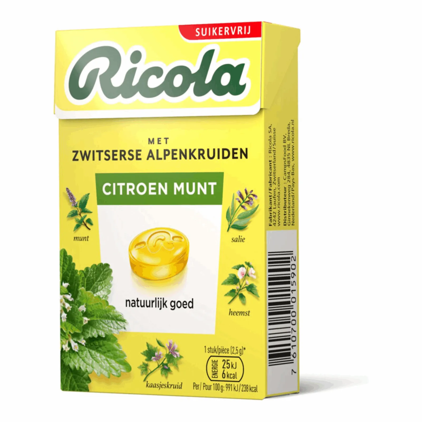 Ricola Citroen Munt Suikervrij (20x 50gr) - Afbeelding 2