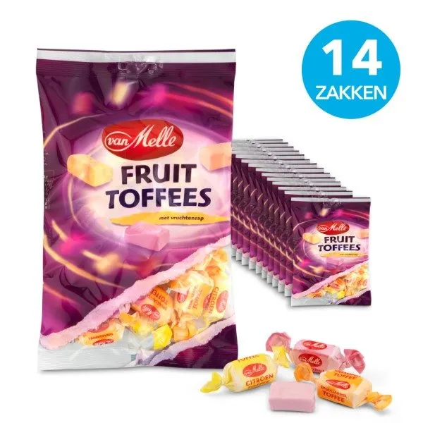 Van melle fruit toffee zak 250 gr