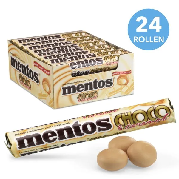 Mentos choco white & caramel rol (24x 38gr)