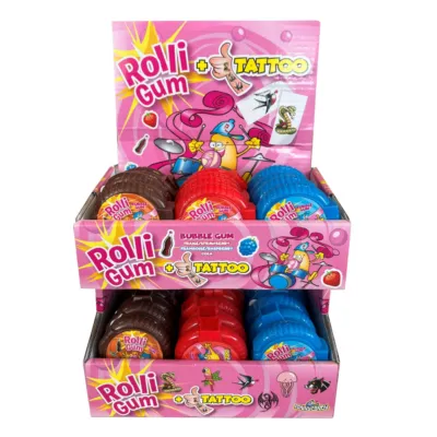 Funny Candy Rolligum doos voorkant