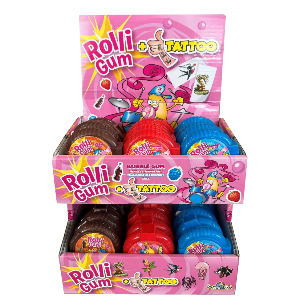 Funny Candy Rolligum doos voorkant
