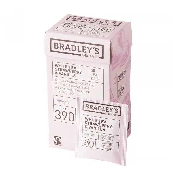 Bradley’s Organic White Tea Strawberry & Vanilla N.390 (4×25 stuks)