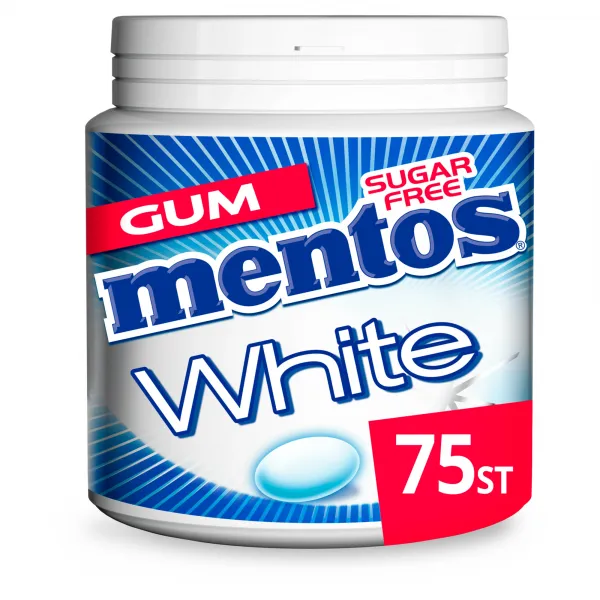 Mentos Gum White Sweetmint Bottle (8x 75 stuks)