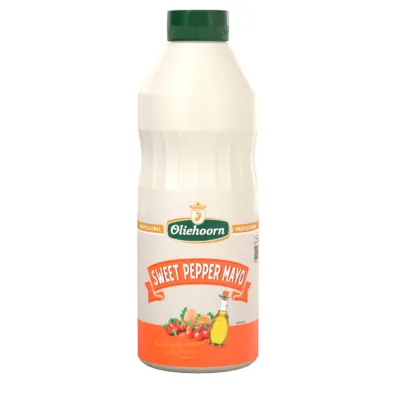 Oliehoorn saus fles staand los voorkant