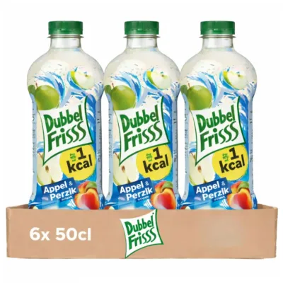 Dubbelfriss flesjes tray frisdrank voorkant