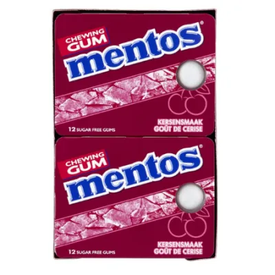 Mentos gum cherry blister (12 stuks)
