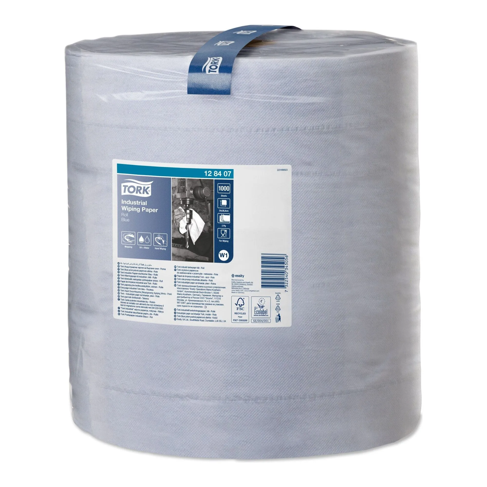 Tork Industrial Rol Poetspapier 3-laags Blauw W1 (340m)