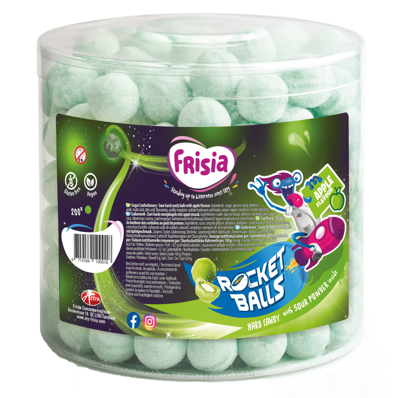 Fruit ball⭐︎ Rocket Balls Zure Kogels Appel (200 stuks) - Groothandel Compliment.nl