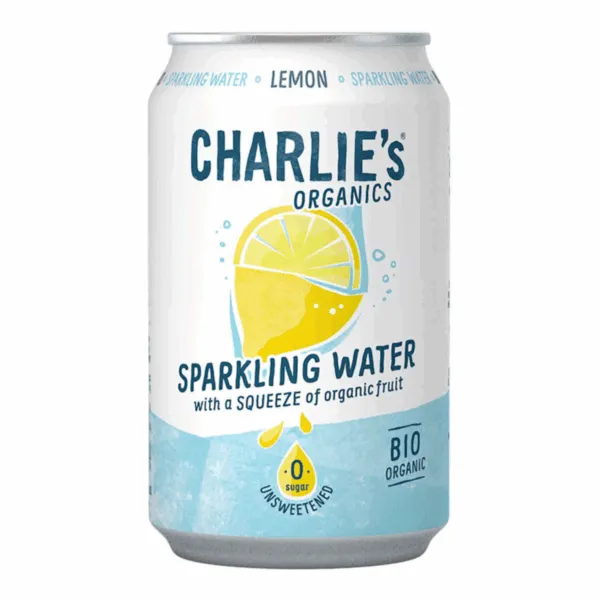 Charlie’s Organics sparkling water lemon bio blik (12x 33cl)