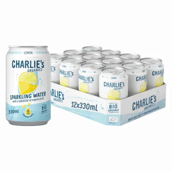 Charlie’s Organics sparkling water lemon bio blik (12x 33cl)
