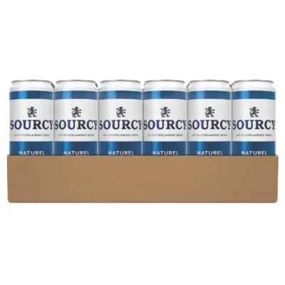 Tray blikjes sourcy mineraalwater voorkant