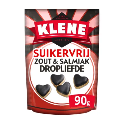 Klene Suikervrij Zout & Salmiak Dropliefde zakje (12x 90gr)