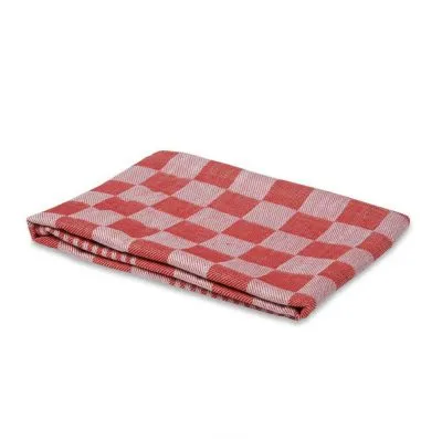 Theedoek geblokt rood 70×70 cm (6 stuks)