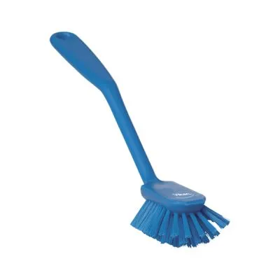 Vikan afwasborstel normaal + schraprand blauw
