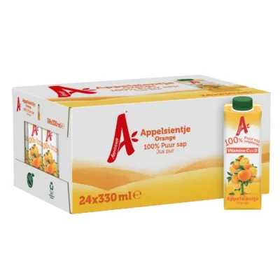 Appelsientje doos pakken orange zijaanzicht