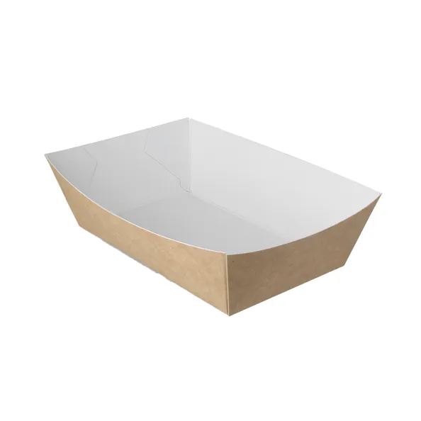 Plateau à frites A13 kraft / blanc BIO (400 pièces) - Grossiste  Compliment.nl