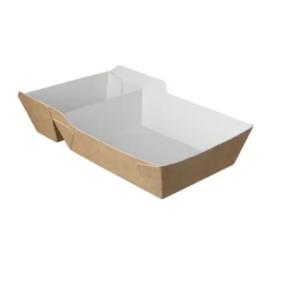 Frietbakje A23 kraft/wit BIO (A7+saus)(400 stuks)