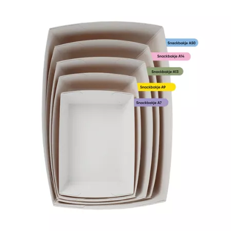 Plateau à frites A7 kraft/blanc BIO (400 pièces) - Grossiste