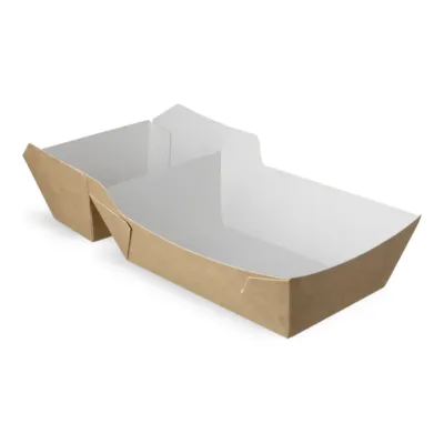 Frietbakje A22 kraft/wit BIO (A9+saus)(400 stuks)