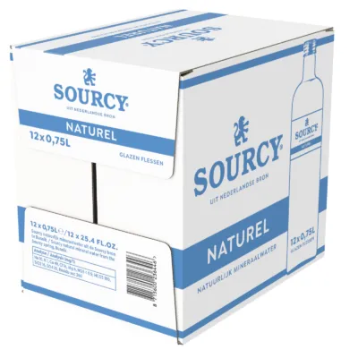 sourcy mineraalwater blauw voorkant doos