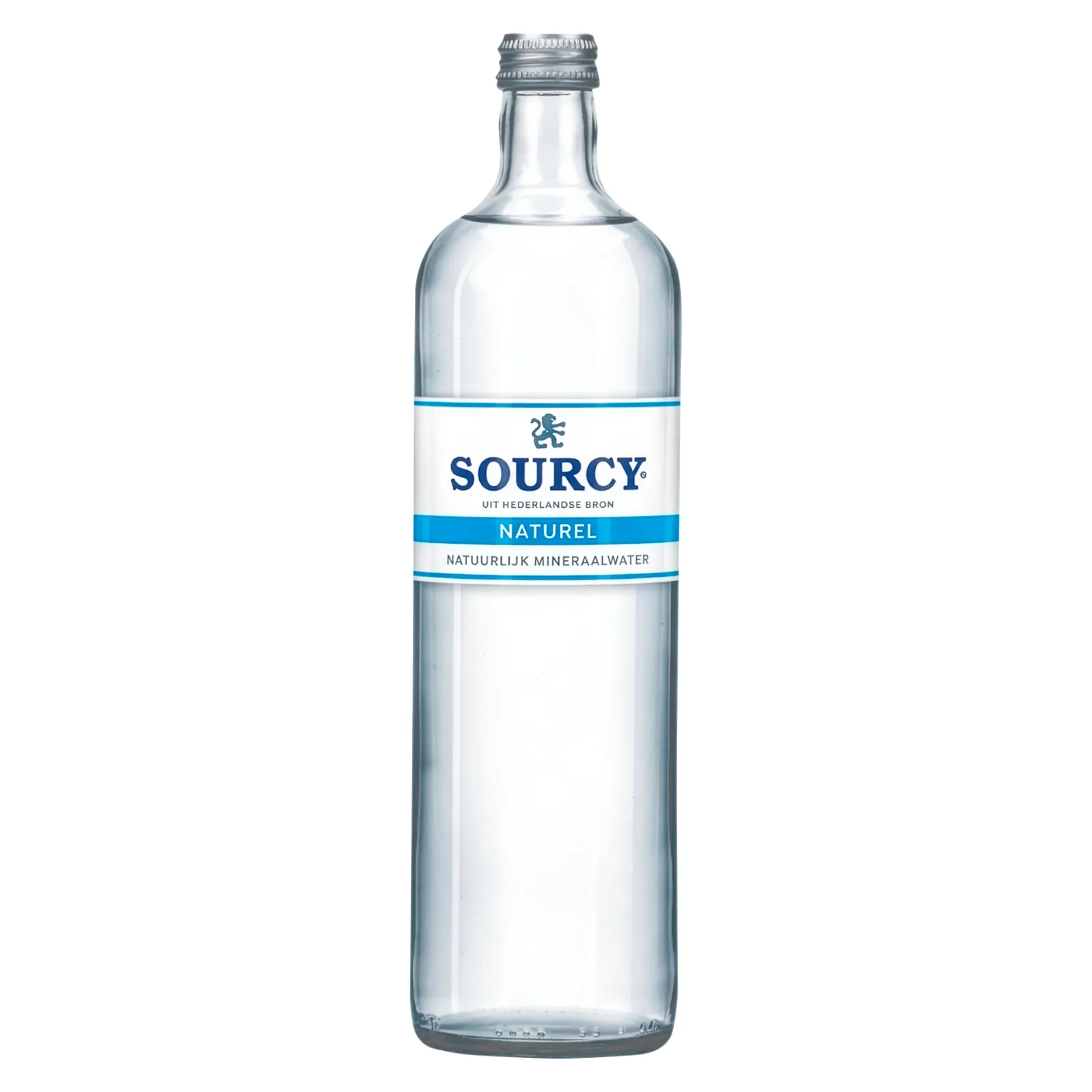 Fles sourcy mineraalwater blauw glas