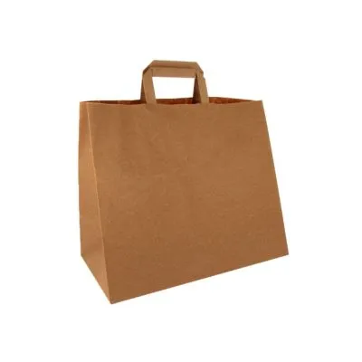 Papieren draagtas groot 32+17x27cm bruin (250 stuks)