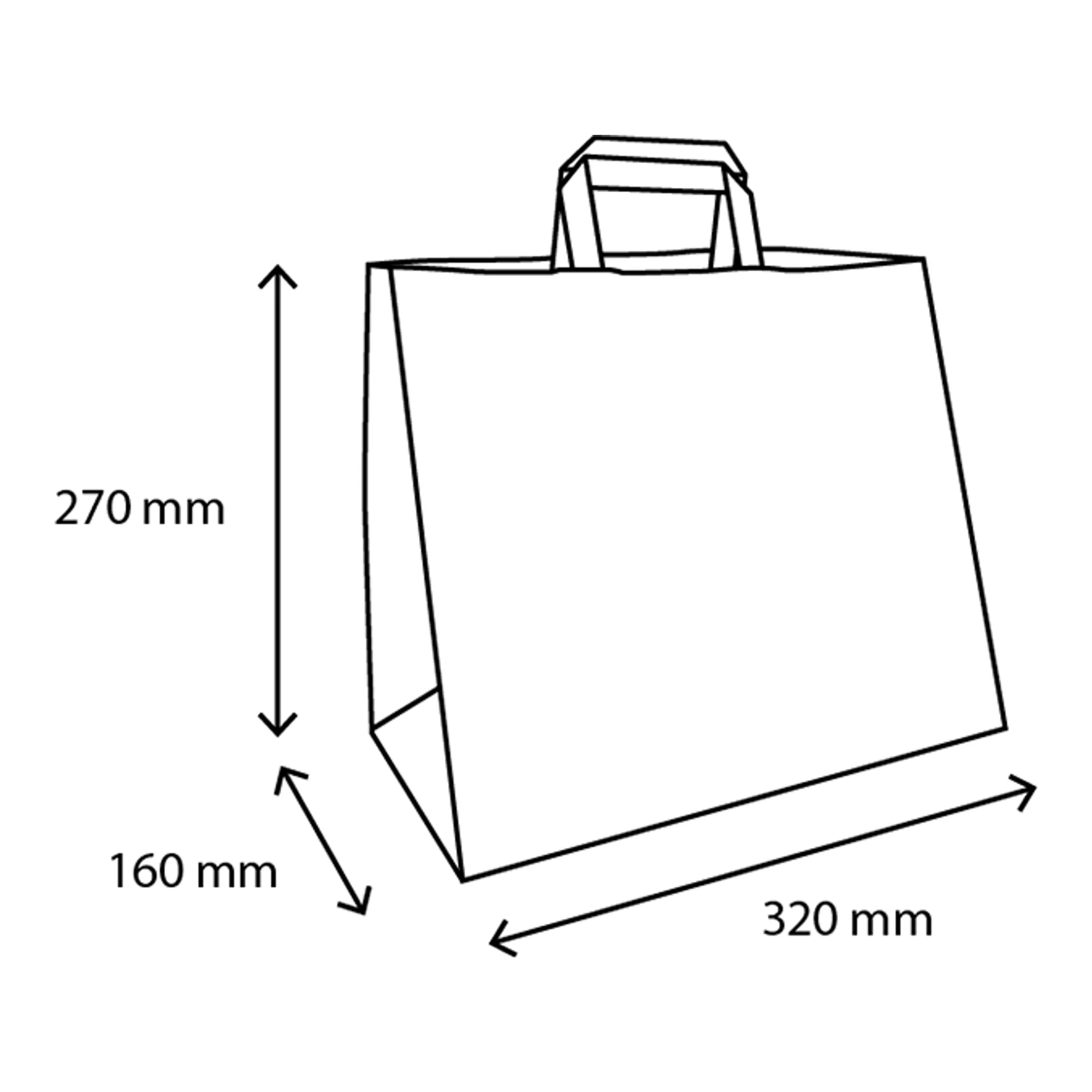 Papieren Draagtas Groot 32+17x27cm bruin (250 stuks)
