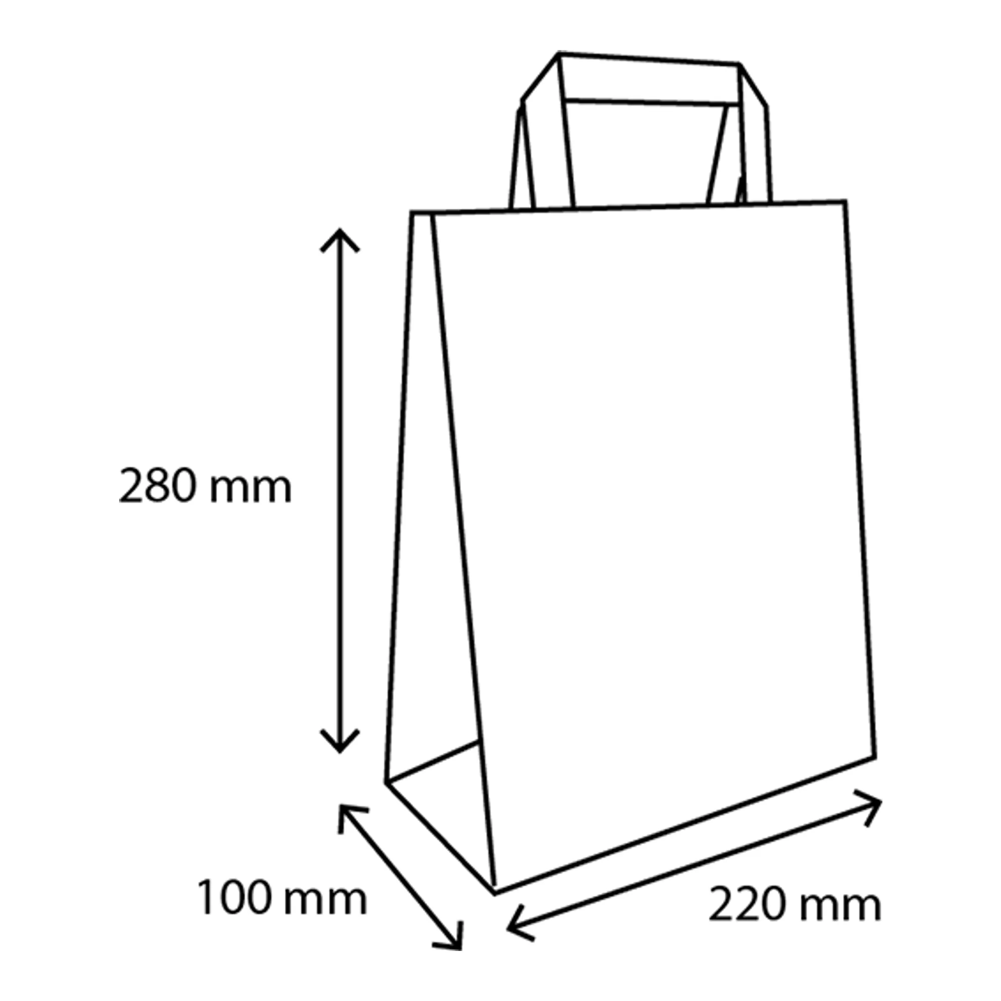 Papieren Draagtas Klein 22+10x28cm Bruin (250 stuks)