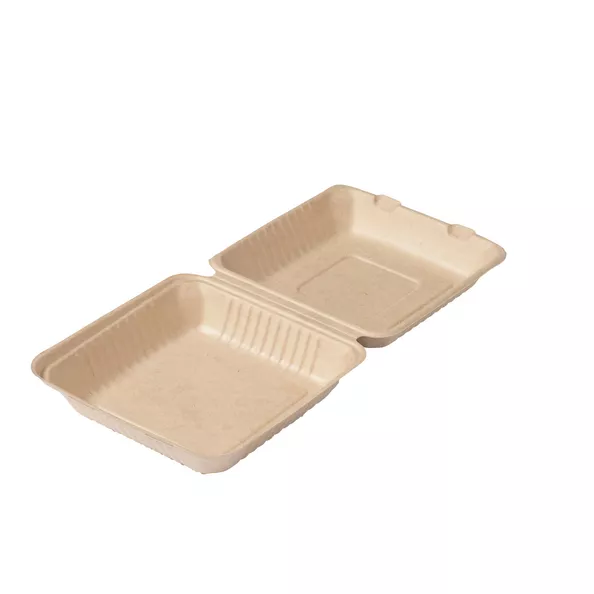 Biodore Zuckerrohrmark-Menübox 1 Fach 230x230x80mm (50 Stück)