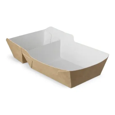 Frietbakje A23 kraft/wit BIO (A7+saus)(400 stuks)