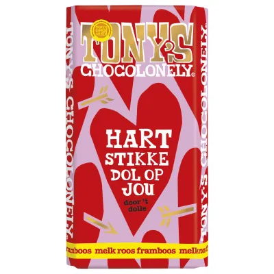 Tony’s Chocolonely Reep Liefde Melk Roos Framboos (15×180 gr)