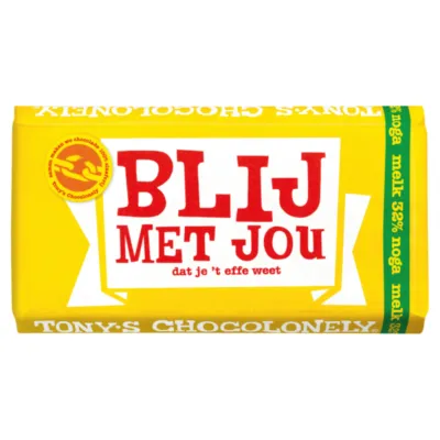 Tony's blij met jou reep geel voorkant