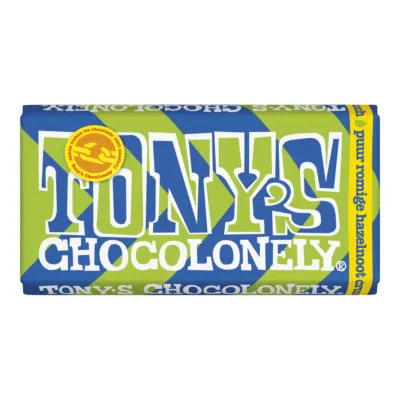 Tony's Chocolonely Reep Puur Romige Hazelnoot Crunch (15x180gr)