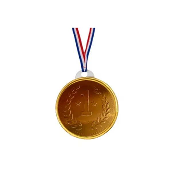 Médaille chocolat au lait sous alu - ruban 