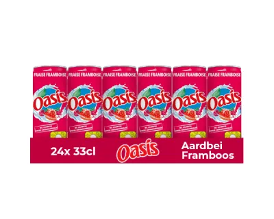 Oasis Aardbei Framboos Blik (24x 33cl)