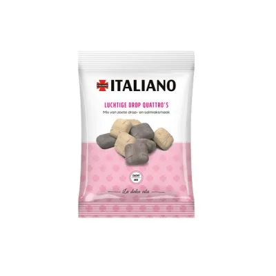 Italiano Luchtige Drop Quattro’s Zakje (10x140gr)