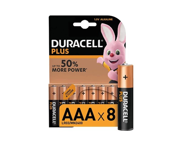 Duracell Duracel plus 100% aaa 8-pack lr03/mn2400 (10 stuks) afbeelding