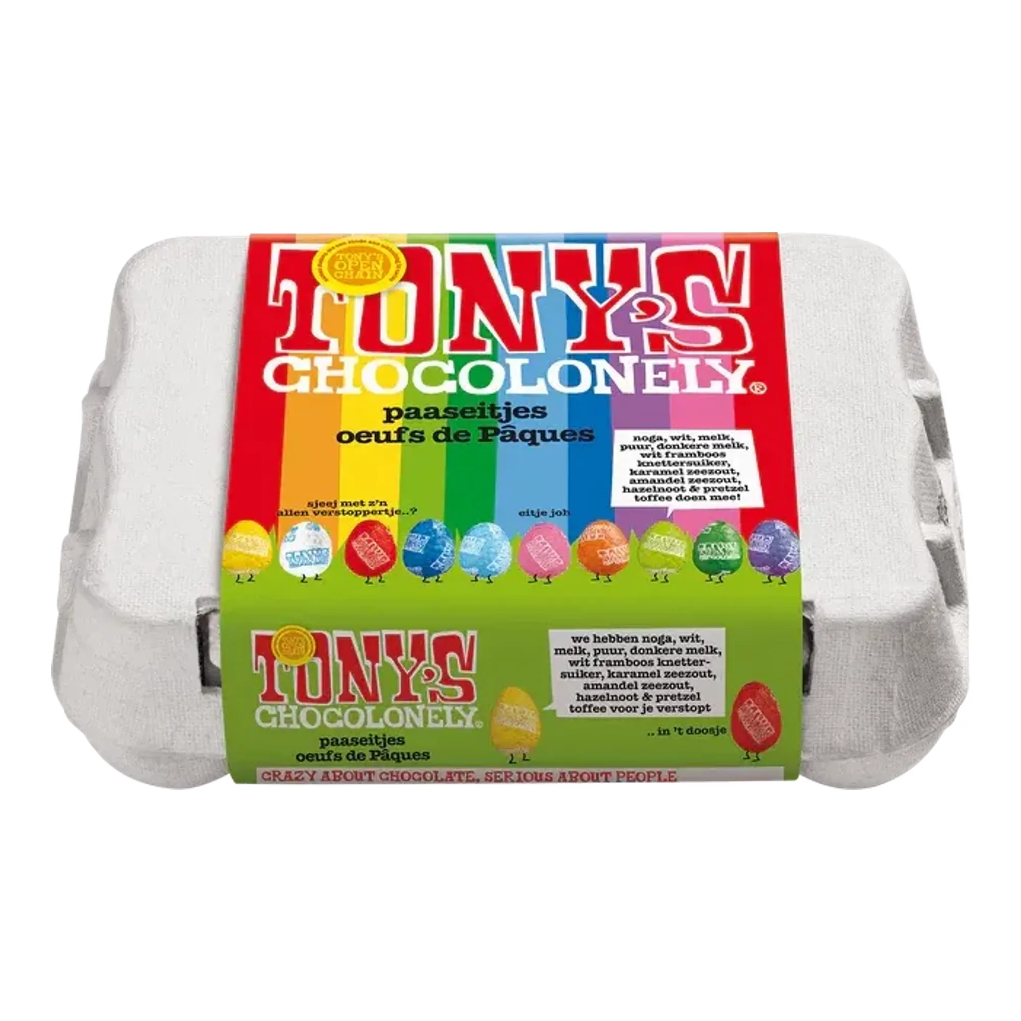 Tony's Chocolonely Paaseitjes Assorti (12 stuks) OP=OP