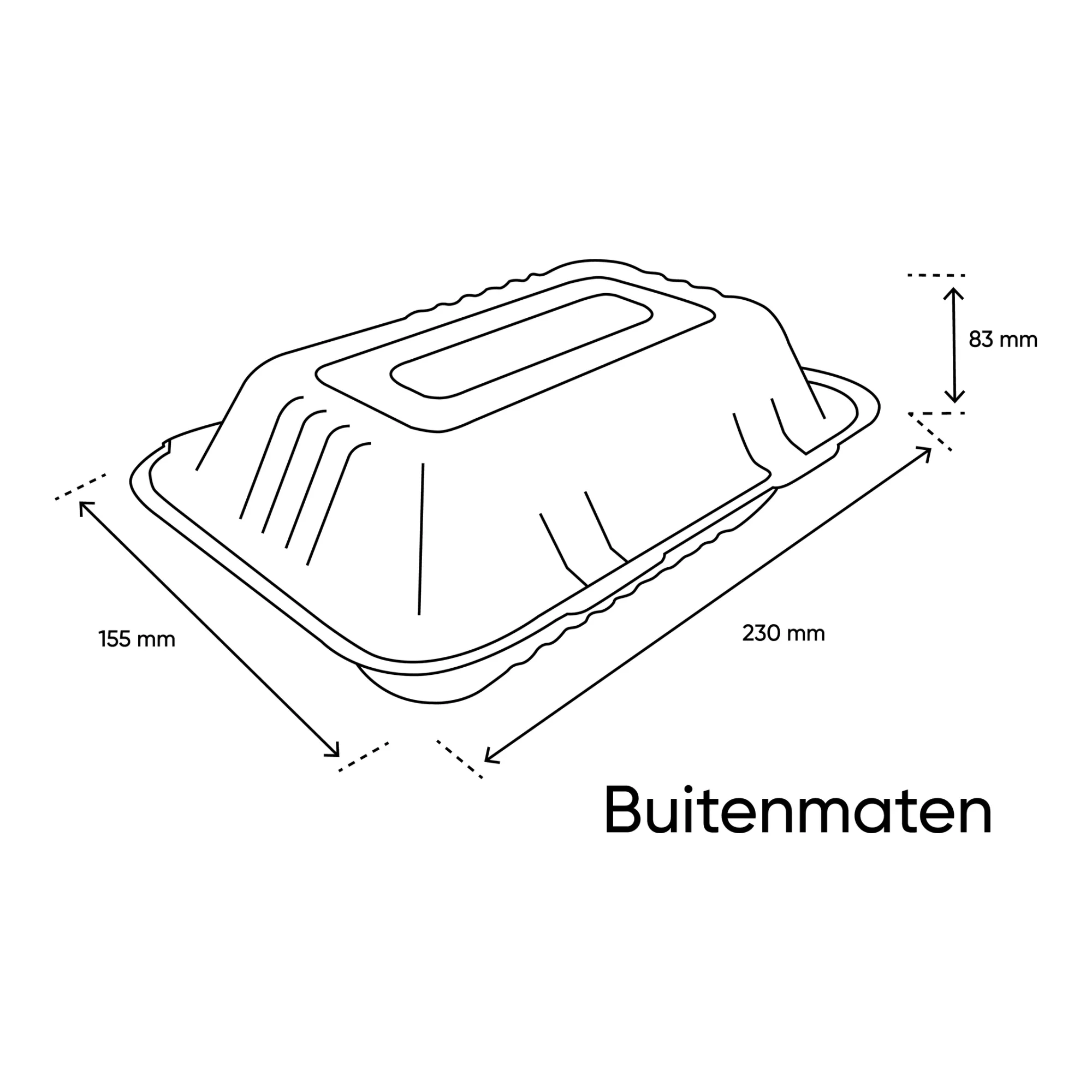 Menubak 1-vaks 230x155x83mm Suikerriet PFAS-vrij (50 stuks)